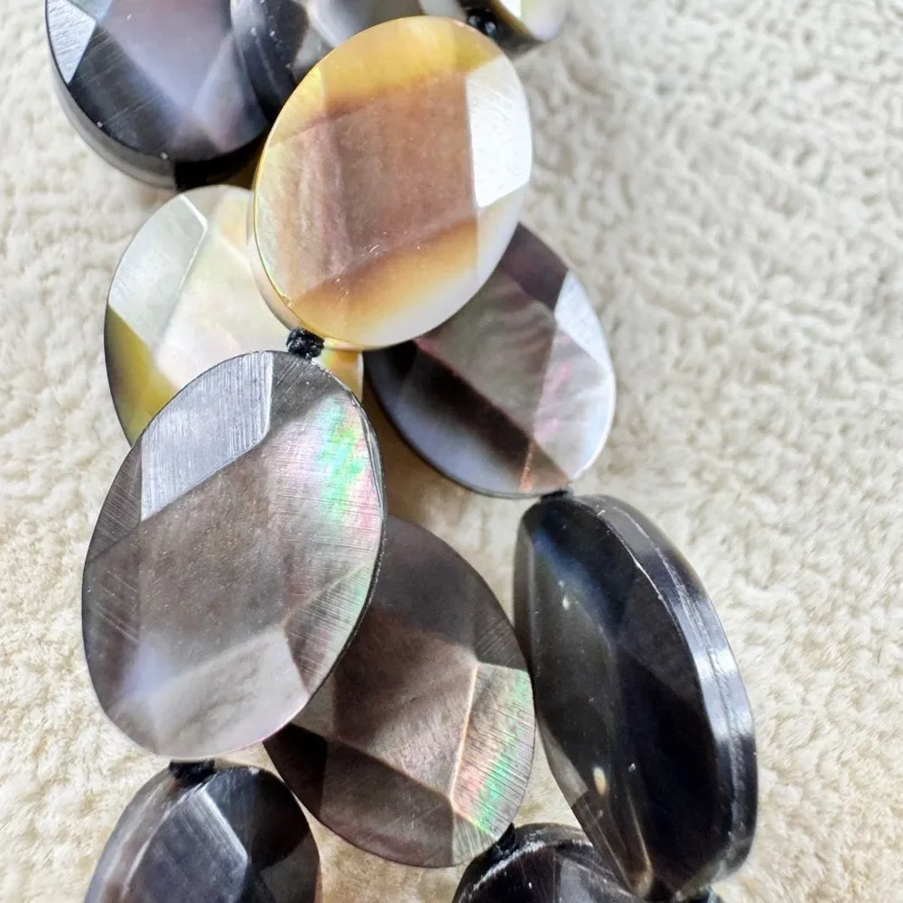 Rainbow Obsidian Shell Necklace stamped 925